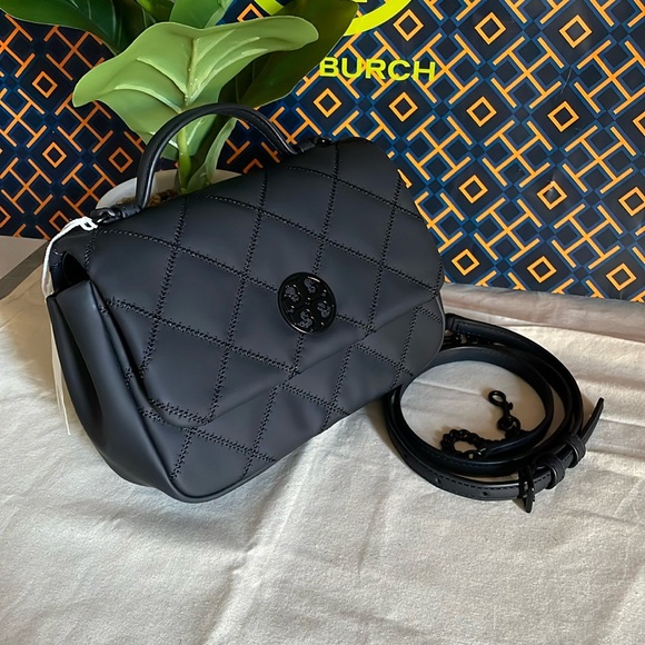 New, tory burch willa matte mini top handle crossbody bag black